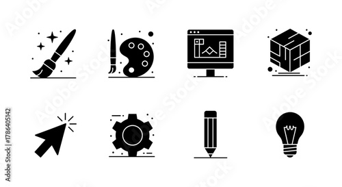 Creative tools icons for digital design and art projects