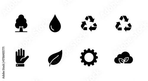 Eco-friendly symbols collection: nature, recycling, and sustainable icons