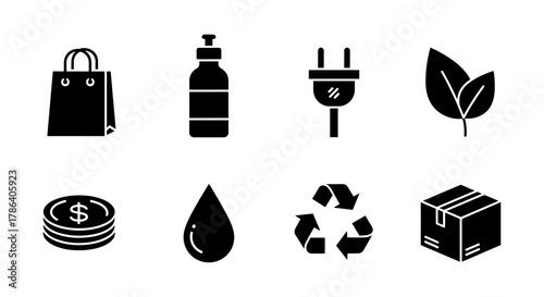 Sustainable living icons: eco-friendly symbols for green lifestyle design
