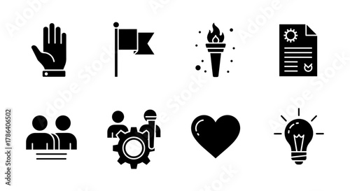 Silhouette business and education icons set for innovative projects