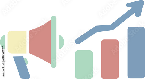 Marketing strategy with megaphone and chart