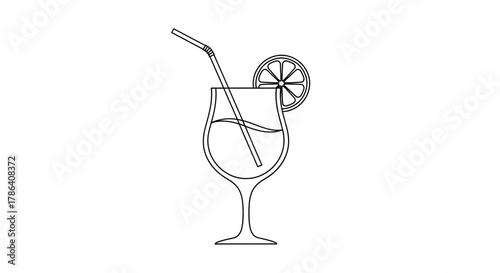 Tropical Cocktail Drink Glass Outline Icon
