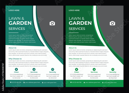 Lawn Care and Gardening Services Flyer Design | Landscaping leaflet design set lawn care flyer design template. landscaping and gardening lawn care service flyer, poster, leaflet design lawnmower flye