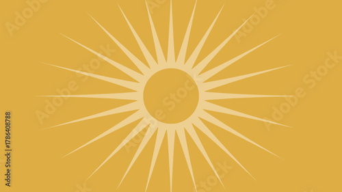 Radiant sunburst illustration with warm golden rays emanating from a central circle against a solid, comforting yellow backdrop for a positive, energetic feel