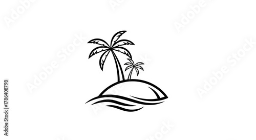 Tropical Island Oasis & Palm Tree Icon