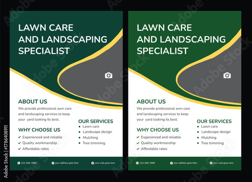 lawn care flyer design template. landscaping and gardening lawn care service flyer, poster, leaflet design lawn care garden or landscaping services Tree and gardening service poster leaflet design Law