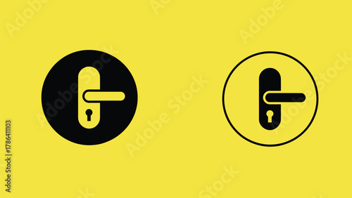 door handle with keyhole security lock icon Vector illustration