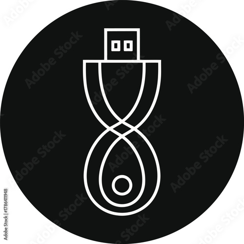 elegant usb flash drive memory stick outline icon Vector illustration