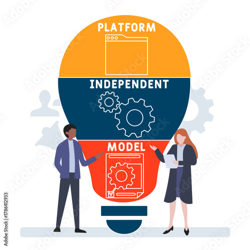 PIM - Platform Independent Model acronym. business concept background. vector illustration concept with keywords and icons. lettering illustration with icons for web banner, flyer, landing