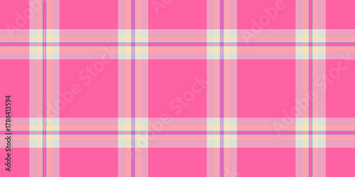 Vibrant pink plaid pattern. Classic textile design with pastel accents. Ideal for backgrounds, fabrics, or a touch of retro chic. Versatile  visually appealing.