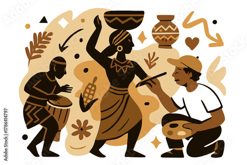 Traditional Mural Celebration. Cultural heritage and preservation through art. Artist painting a traditional