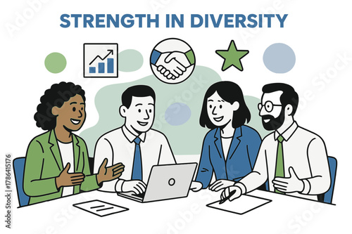 Diverse Team Collaboration. Diversity in business and corporate environments. A team of professionals from