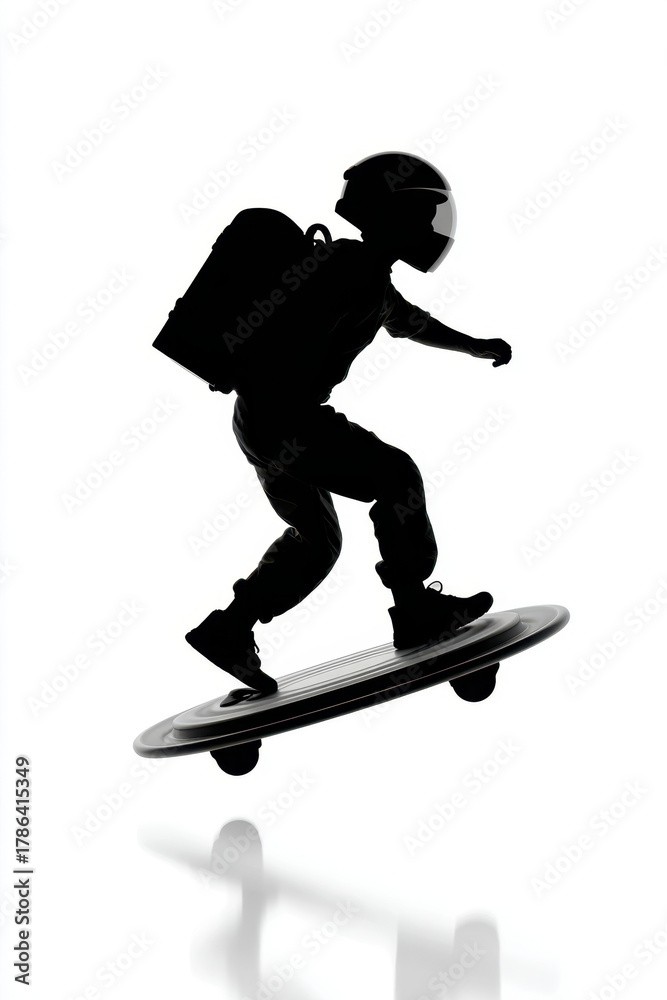 Obraz premium Child riding a hoverboard silhouette