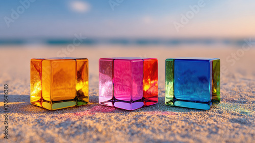Three semi-transparent acry...