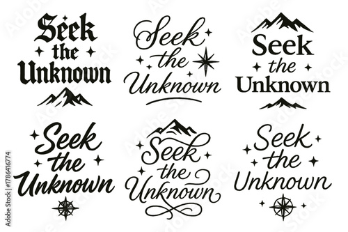 Calligraphy Exploration Variations. Seek the unknown. Create a calligraphy lettering illustration of the