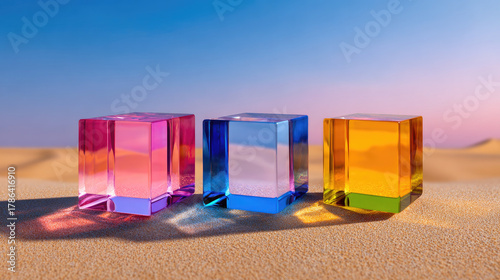 Three semi-transparent acry...