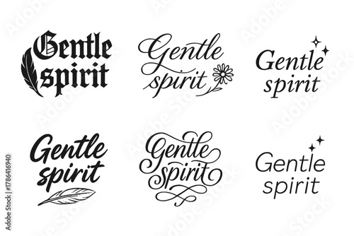 Gentle Spirit Calligraphy. Gentle spirit. Create a calligraphy lettering illustration of the phrase: Gentle