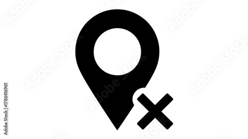 Location pin icon with a delete symbol simple flat vector design element isolated on white background