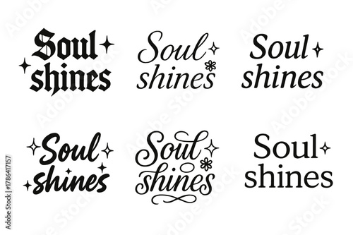 Soul Shines Calligraphy. Soul shines. Create a calligraphy lettering illustration of the phrase: Soul shines.