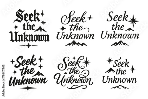 Calligraphy Exploration Variations. Seek the unknown. Create a calligraphy lettering illustration of the