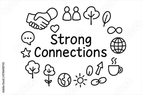 Strong Connections Doodle. Strong Connections. Hand-drawn doodle illustration of Strong Connections. handshake