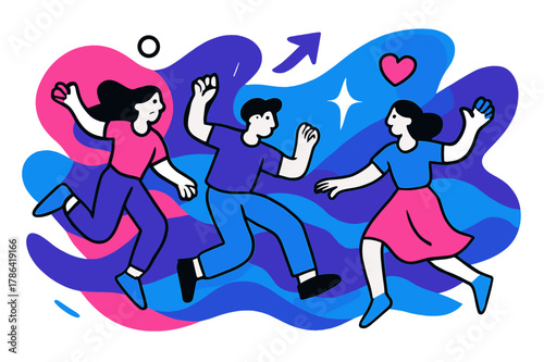 Vibrant Color Symphony. Abstract color exploration. Fluid, dynamic waves of color merging and separating in