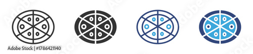 pizza toppings variations icon set, vector illustration .