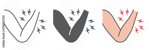 Arm ache icon, body and pain, hand injury sign, vector graphics, a linear pattern on a white background. editable stroke