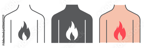 Chest pain icon, body and pain, heartburn sign, vector graphics, a linear pattern on a white background. editable stroke