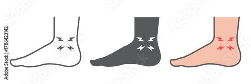 Ankle pain icon, body and pain, leg injure sign, vector graphics, a linear pattern on a white background. editable stroke