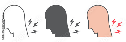 Neck pain icon, body and injure, neck ache sign, vector graphics, a linear pattern on a white background. editable stroke
