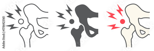 Hip pain icon, body and injure, hip dysplasia sign, vector graphics, a linear pattern on a white background. editable stroke