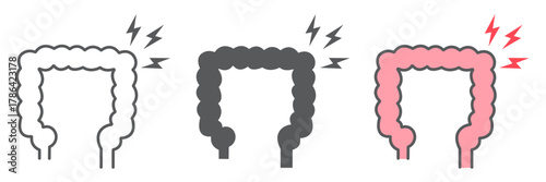 Diarrhea icon, body and pain, bowel pain sign, vector graphics, a linear pattern on a white background. editable stroke