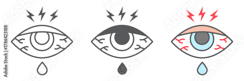 Eye sore icon, body and injure, eye redness sign, vector graphics, a linear pattern on a white background. editable stroke