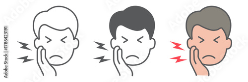 Toothache icon, body and pain, tooth pain sign, vector graphics, a linear pattern on a white background. editable stroke
