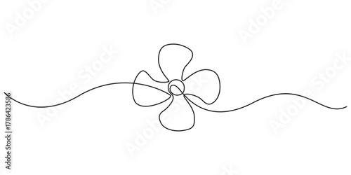 Electric fan continuous one line drawing. Single line draw of fan. Continuous one line draw design graphic vector illustration.