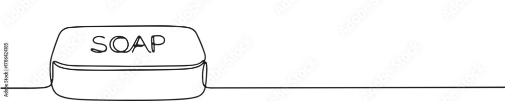 Obraz premium Continuous one line drawing of a classic bar of soap with 