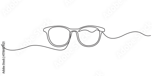 Glasses icon line continuous drawing vector. One line Glasses vector background. eyeglasses icon. Continuous outline of a eyeglasses.