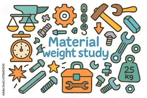 Material Weight Study. Material weight study. Hand-drawn doodle illustration of material weight study. Scale,