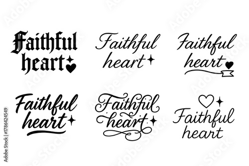 Faithful Heart Designs. Faithful heart. Create a calligraphy lettering illustration of the phrase: Faithful