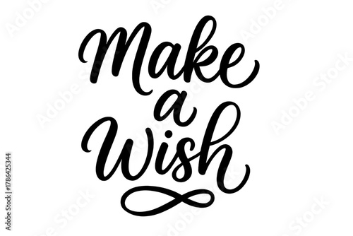 Playful Calligraphy Art. Make a Wish ? Script Hand-Lettering; brush calligraphy with soft bounce and looping