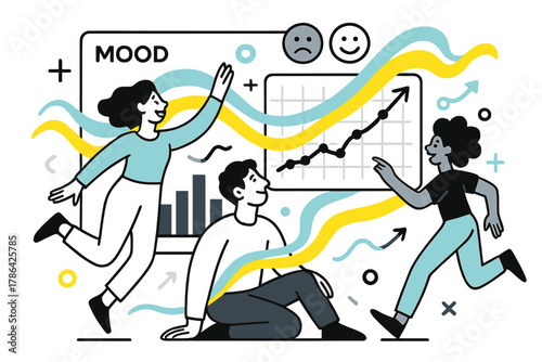 Insightful Healing Dashboard. Data-driven care. Abstract concept of a dashboard showing mood patterns and