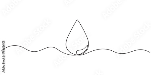 Continuous one line drawing of blood drop on transparent background, blood drop icon single line drawing, continuous line art drawing of blood drop, One line drawing of water drop. Vector illustration