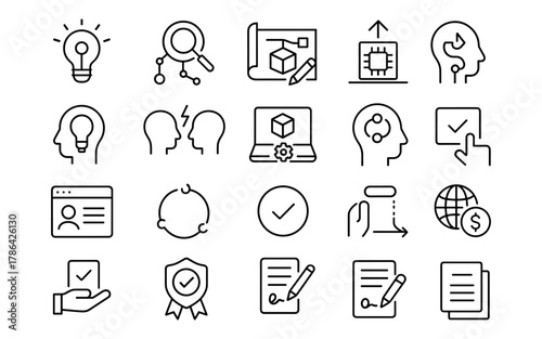 Linear icons representing innovation and strategy in modern business concepts