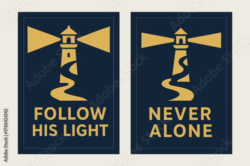 Navy Gold Guidance Banners. Guidance. Two vertical A6 banners with safe margins, centered composition, no elements touching edges, modern, navy and gold,