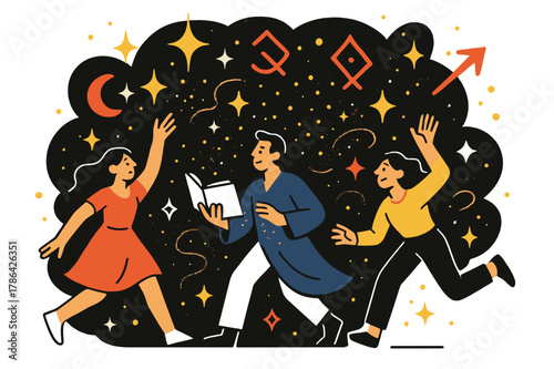 Enchanted Floating Lights. Magical ambiance. A glowing enchanted scene with floating lights, sparkling dust,