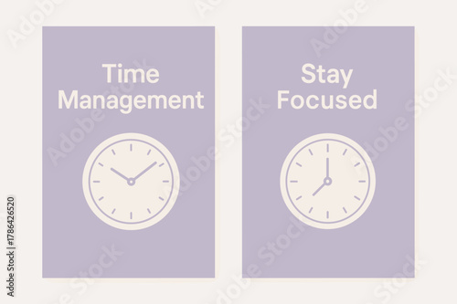 Minimal Productivity Banners. # PRODUCTIVITY. Two vertical A6 banners with safe margins, centered composition, no elements touching edges, minimal, lavender