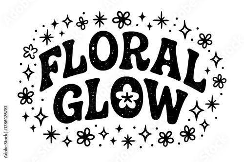 Floral Glow Lettering. Floral Glow ? Decorative Display Lettering: arched playful letters filled with dotted