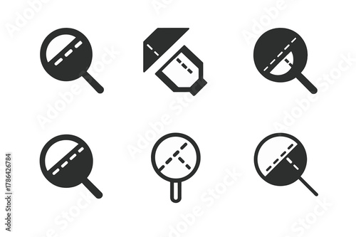 Textile Logo Variations. Textile quality control. Set Logo of Textile quality control: magnifier over seam. harmonious logo variations of the same emblematic