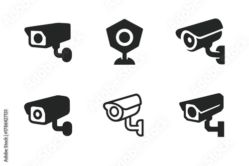 Surveillance Logo Variations. enemy surveillance. Set Logo of enemy surveillance: Spy Camera. harmonious logo variations of the same emblematic concept, each
